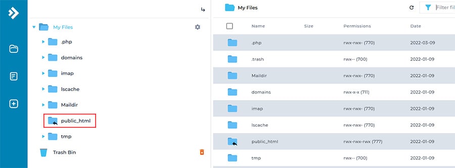 file manager in direct admin host